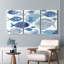 «Blue Fish», art mural moderne sur toile abstraite, ensemble de 3-881072960