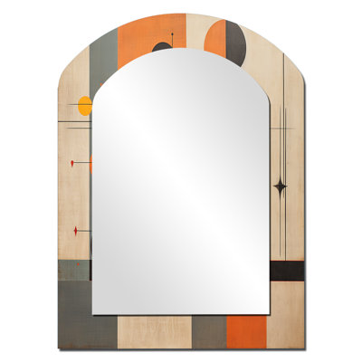 «Midcentury New Balance Abstract Retro Geometrics I», miroir décoratif arqué moderne Midcentury