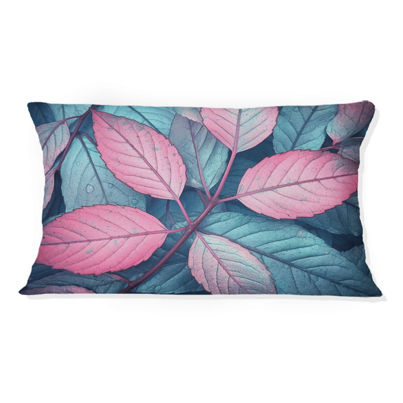 Coussin rose à imprimé floral feuille de splendeur rose