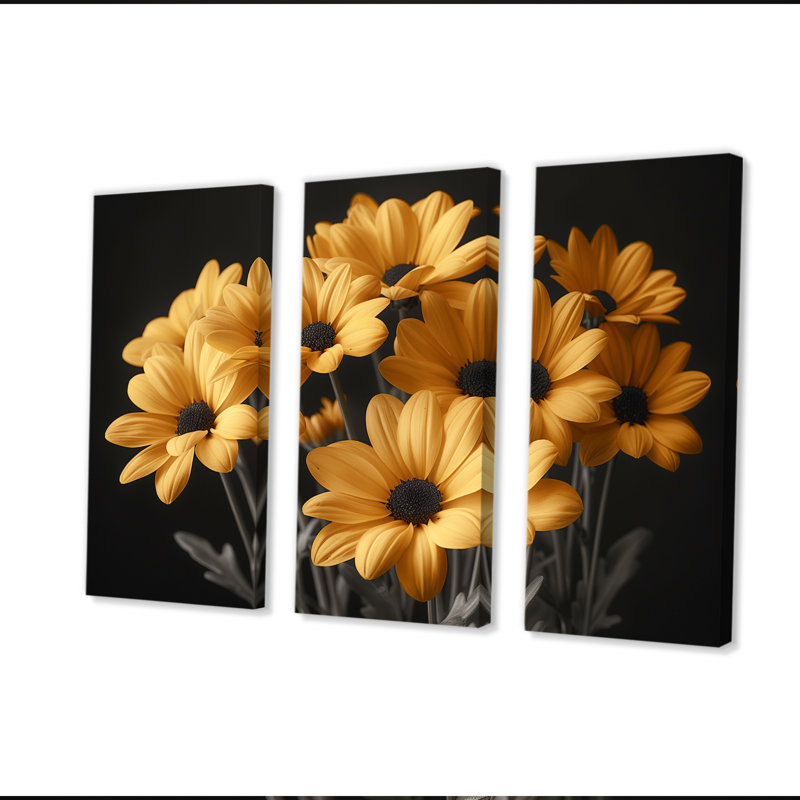 «Yellow Mums», art mural jaune, H 28 po x l 36 po x P 1 po