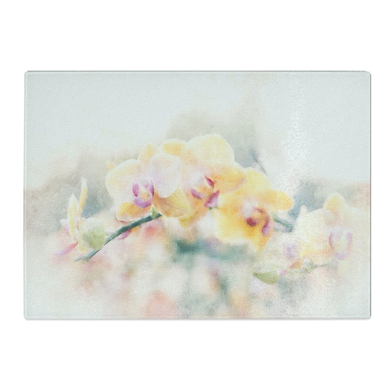 Tempered Glass Orchids Painting Chopping Board, 28.5 cm x 39 cm