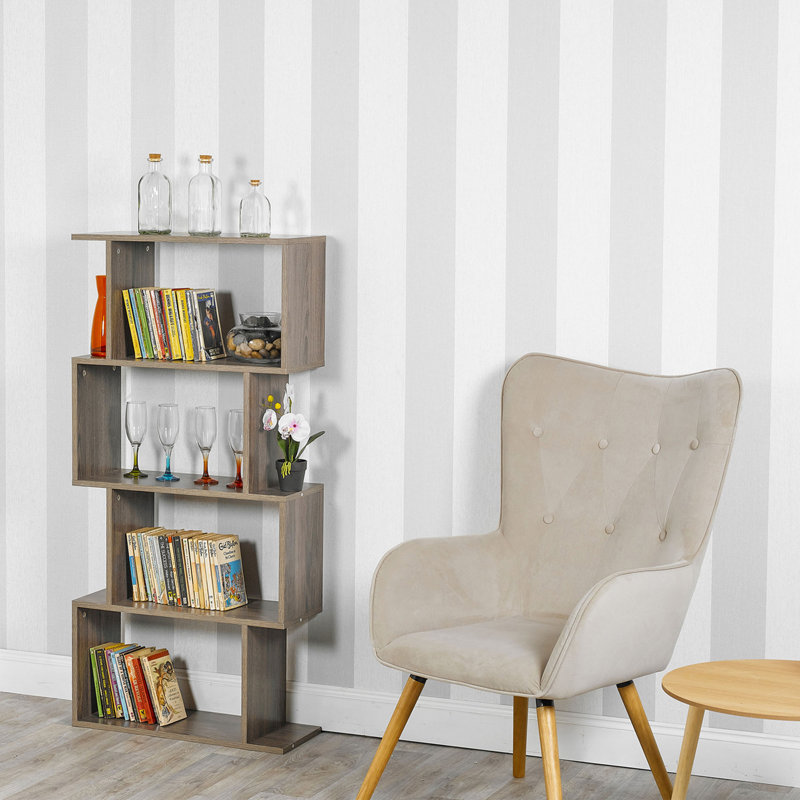 Tashia 127.5cm H x 60cm W Geometric Bookcase, Oak