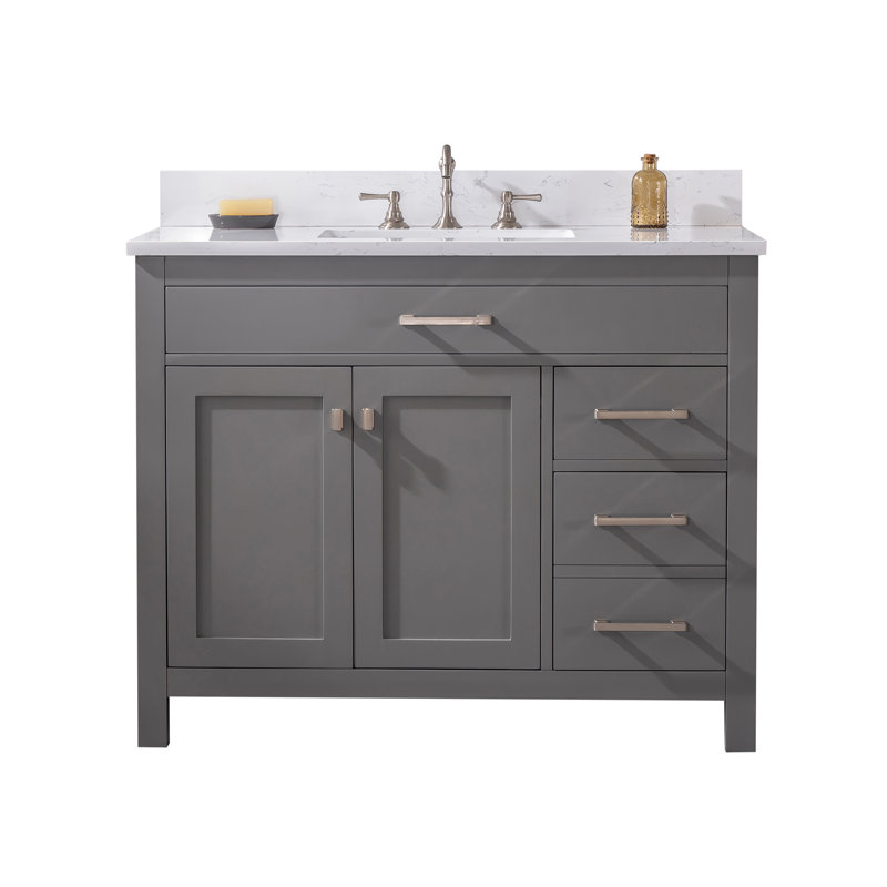 Ajhane 42" Single Bathroom Vanity Set, Gray/Brushed Nickel