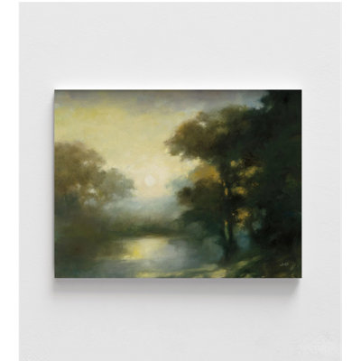 Distant Glimmer By Julia Purington, Green Forest Painting Print, Deep Forest Cabin Wall Art, Nature Office Wall Decor, Landscape Decor