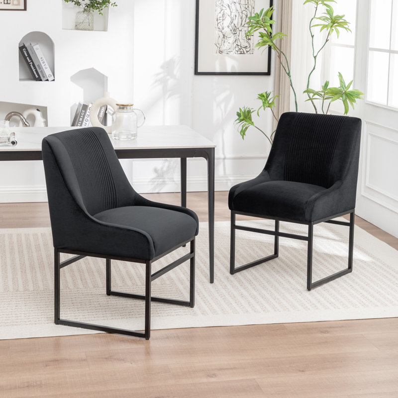 Euclid Modern Velvet Dining Chair, Black