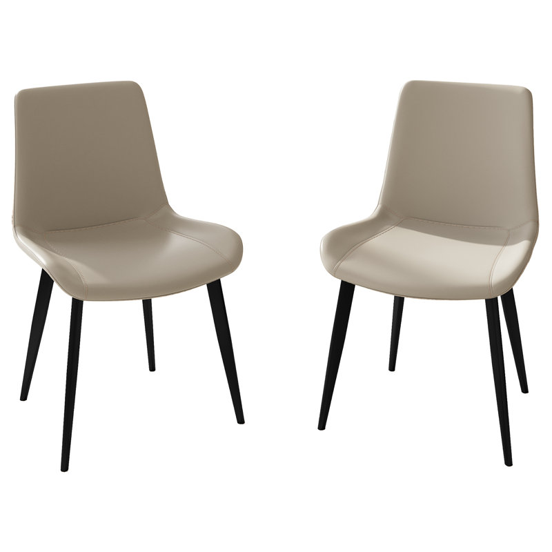 Modern Cream Leather Dining Chairs 2Pcs With Metal Frame And Soft Seat, 32.47 In Tall, 20.15 Deep Luxury Robust Structure Upholstered Faux Leather, High, Depth