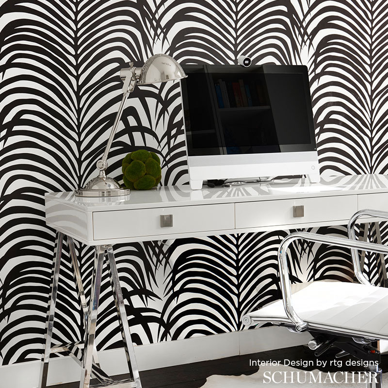 Zebra Palm Wallpaper, Ebony