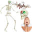 Squelette d'Halloween pleine grandeur de 5,4 pi, squelette posable grandeur nature avec yeux brillants, son effrayant, squelette en plastique avec joints articulés pour la décoration d'Halloween