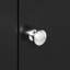 Grande armoire de salle de bain noire avec tablette réglable et tiroir inférieur visible latéral