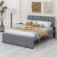 Lit plateforme tapissier avec lit gigogne-1959188370