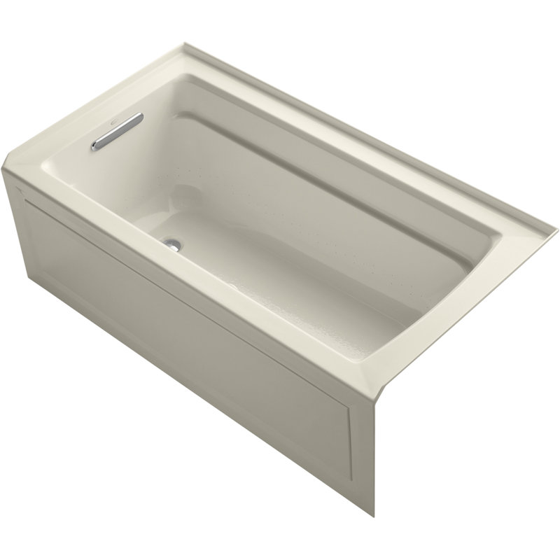 Archer 60" x 32" Alcove Air Acrylic Bathtub Heater Included, Almond, Right