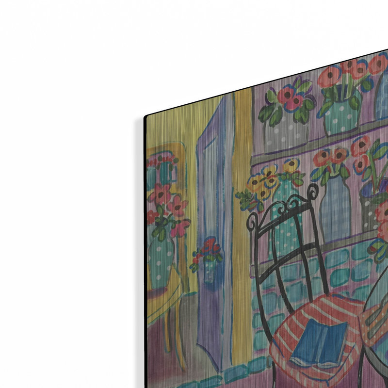 Winston Porter «A Flowery Cafe» par Holly Wojhan, art mural en métal, H 24 po x l 24 po