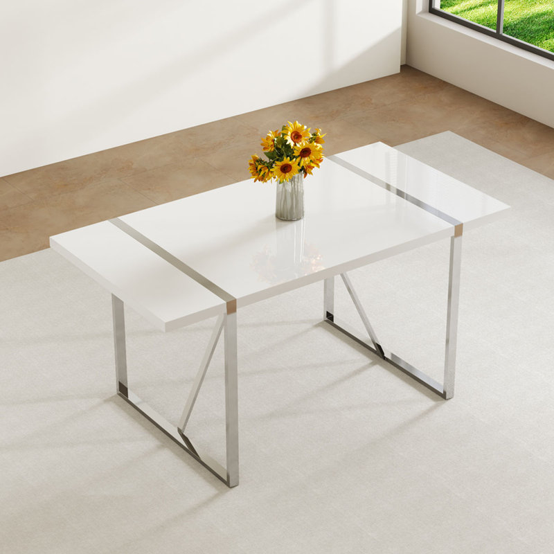 Table de salle à manger moderne, table de cuisine avec pieds en métal pour la salle à manger