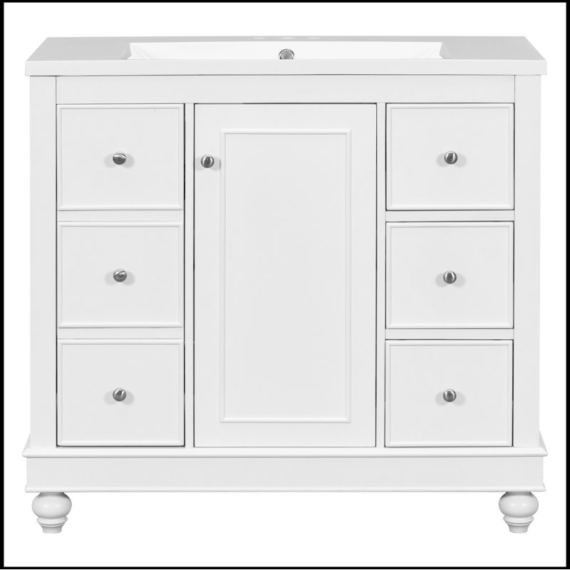 Meuble-lavabo simple 36 po avec comptoir Sebern, Blanc