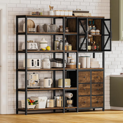 70.9H Bookcase 6 Tier, " Convertible Tall Bookshelf With 6 Fabric Drawers by 17 Stories