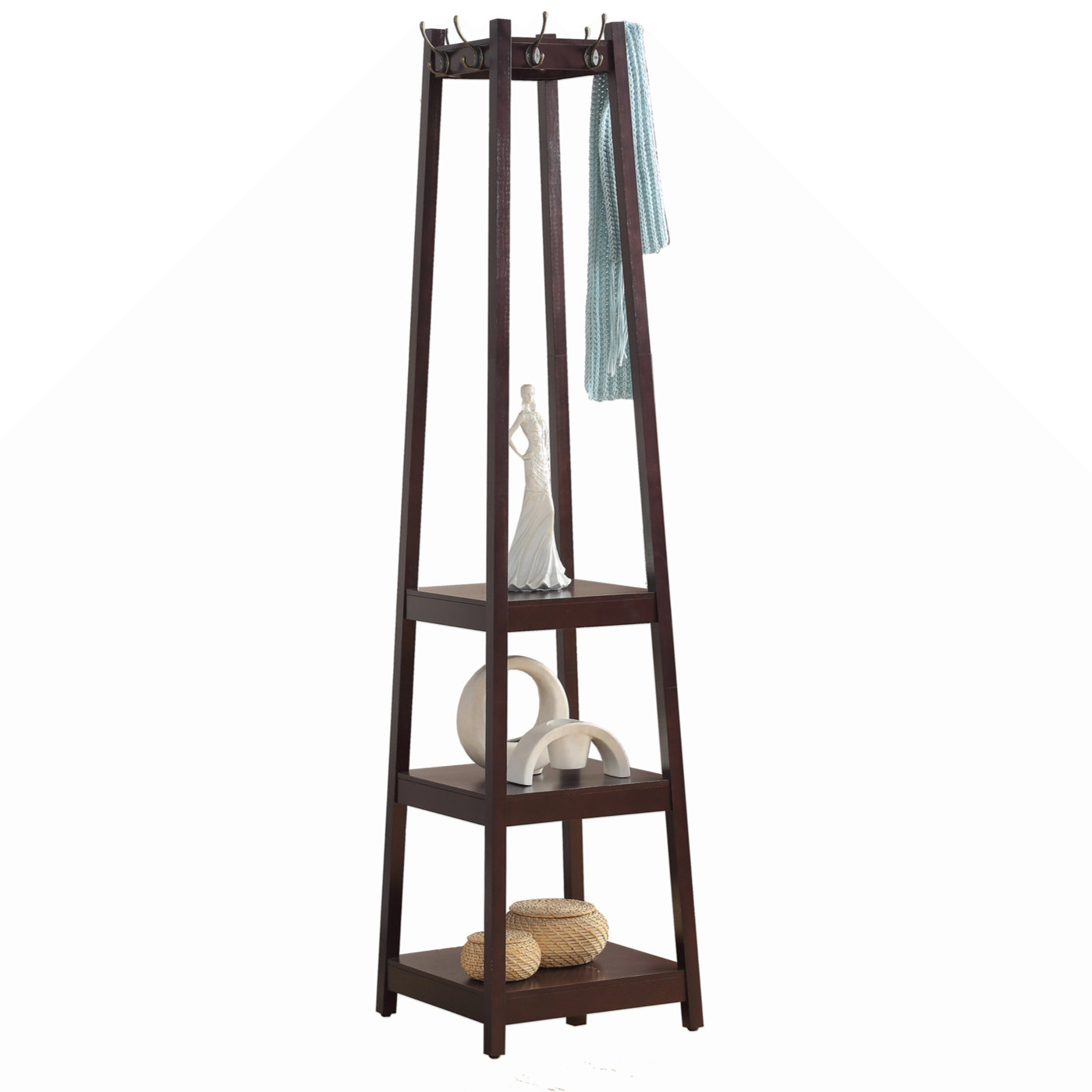 Ebern Designs Vassen Coat Rack w 3Tier Storage Shelves | Wayfair