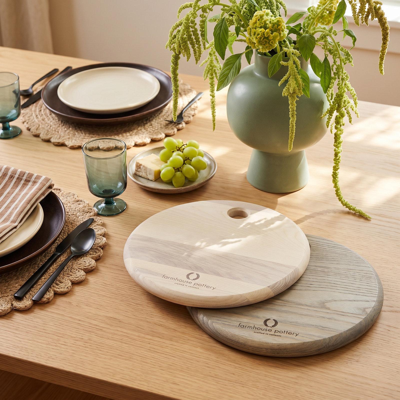 Round Wood Cheese Board, Medium: 12", Gray