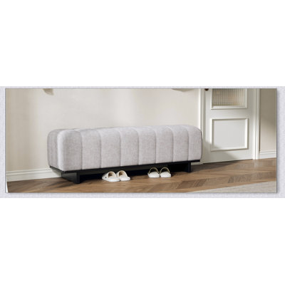 Comfortable Oatmeal Chenille Indoor Dining Bench with Sturdy Rubber Wood Legs for Modern Living Spaces
