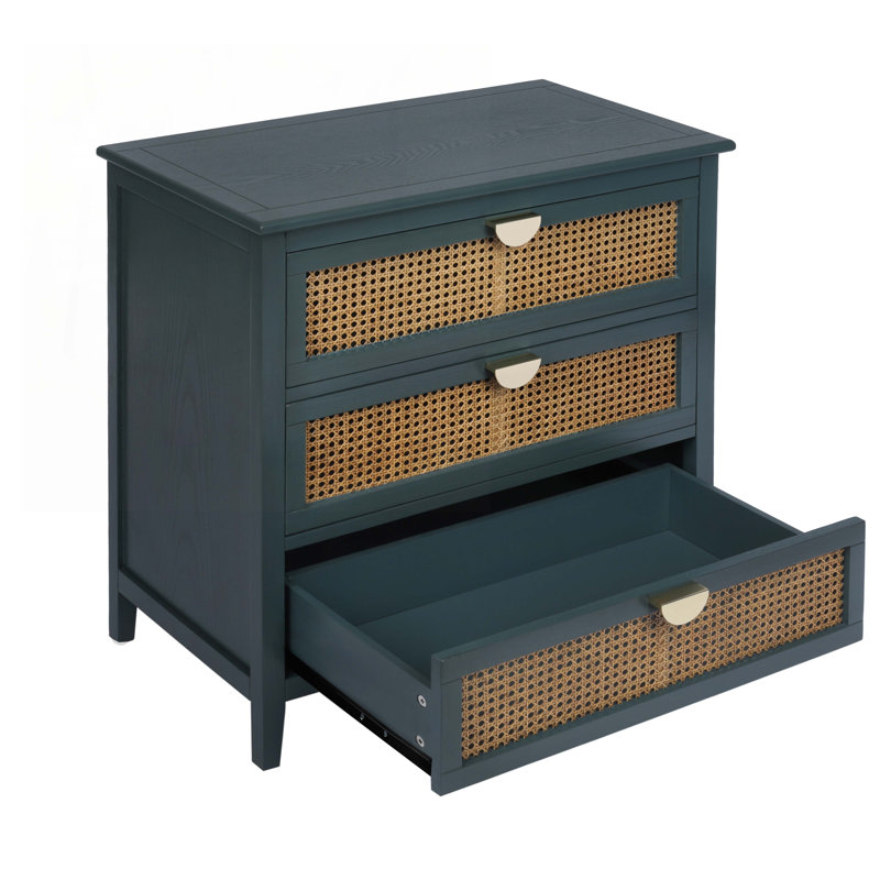 Wood Console Table with3 Drawers,Four Legs, Green