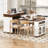Extendable Dining Table With Extra-Long Folding Top, Rolling Kitchen Island With Drawers, Power Outlet And Brake Lock, Storage Cabinet For Kitchen And Dining Room-1266522814