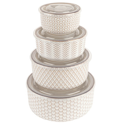 Ceramic Food Storage Containers and 4 Lids