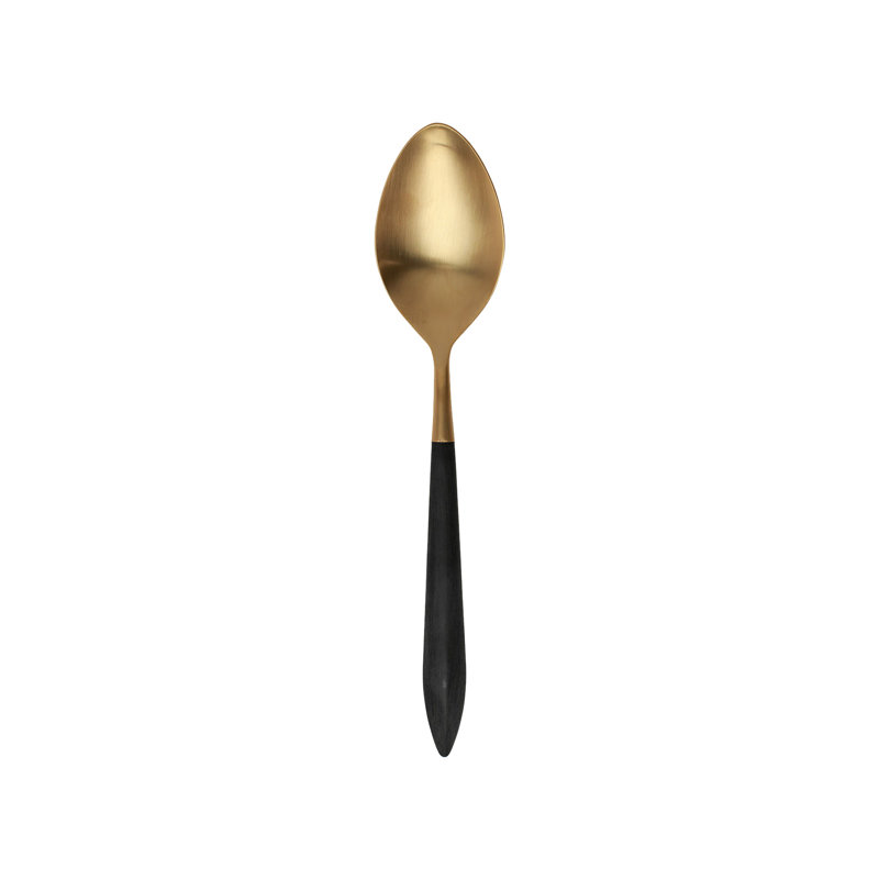 Ares Stainless Steel Serving Spoon, Black/Brushed Gold