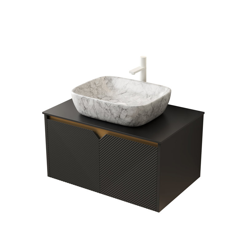 Meuble-lavabo rectangulaire en bois 30 po avec lavabo, meuble-lavabo rectangulaire en bois