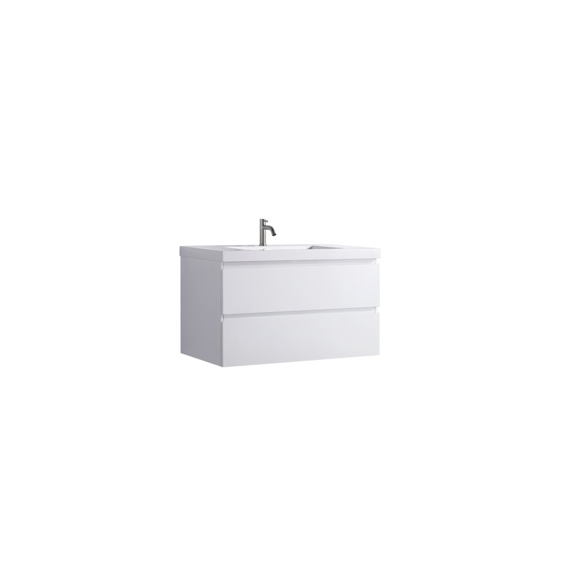 Meuble-lavabo mural avec comptoir en résine de pierre (36 po)
