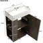 Meuble-lavabo moderne de 55 cm (21,6 po), lavabo en céramique, autoportant, gris foncé, imitation bois, portes à fermeture amortie, porte-papier hygiénique, rangement latéral, étagères fixes, rangement intelligent autoportant pour petites salles de bain.