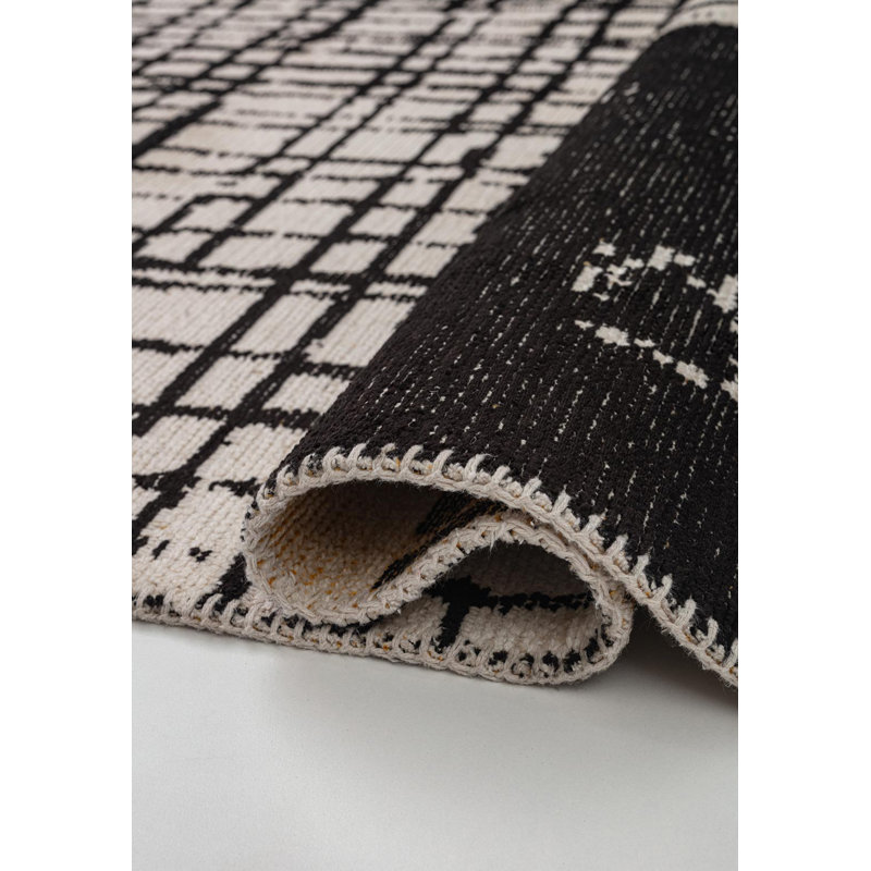Deaija Abstract Hand Loom Indoor / Outdoor Area Rug, Rectangle 5'3" x 7'7"