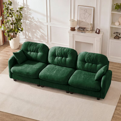 Canapé d'angle modulaire moderne 3 places, tissu doux, mousse haute densité, design capitonné et plissé, accoudoirs élégants, idéal pour salon, bureau ou appartement.