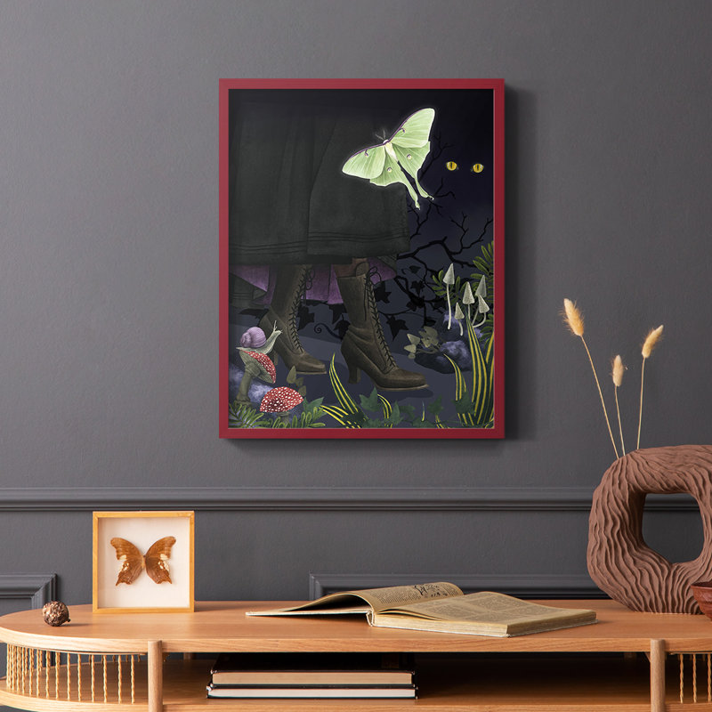 Hall Halled Forest I, reproduction encadrée - bois massif, Rouge, H 10 po x l 8 po