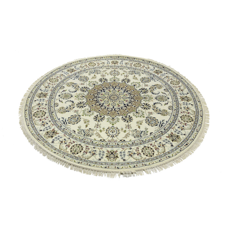 Tapis oriental crème crème 6 x 6 Indo-Nain