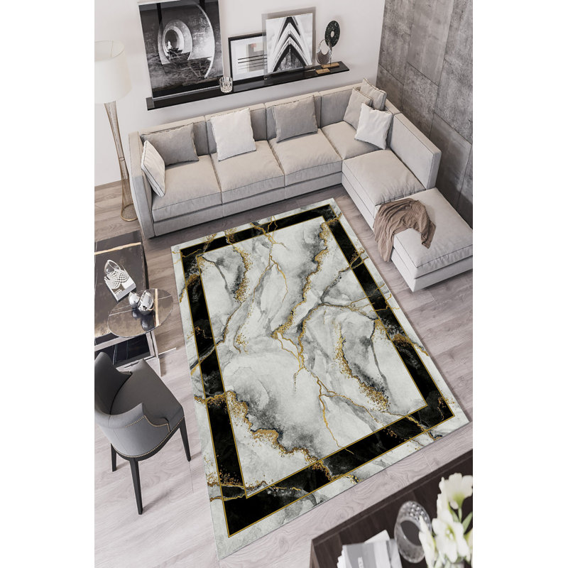 Premium Area Rug (2.6 x 4.0 ft), Multicolor, 100% Polyester, 650 g/m² | Pile Height: 0.2 in, Digital Print, Antibacterial, Eco-Friendly, Non-Slip PVC Dot Underside | Machine Washable, Ideal for Living Room & Bedroom Décor