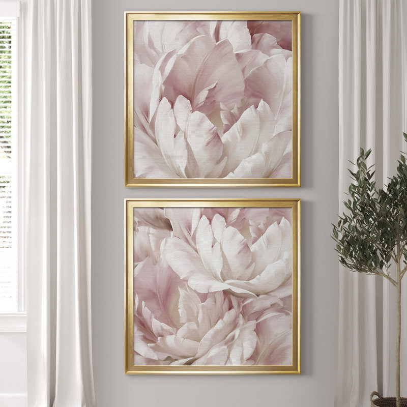 Intime Blush III - ensemble de 2 reproductions d'art, H 17,5 po x l 35 po, Toile encadrée, Gold