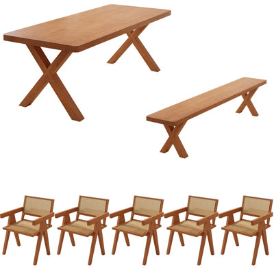 Modern simple solid wood rectangular table set