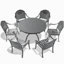 Ensemble de 7 pièces de mobilier de patio en aluminium coulé avec cadre noir et coussins de siège bleus (identique à: W1710S00485)-380373306
