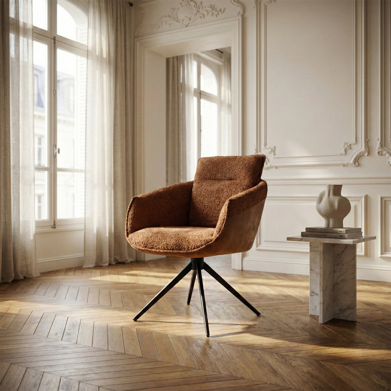 47cm H Upholstered Upholstered Back Armchair in Tan