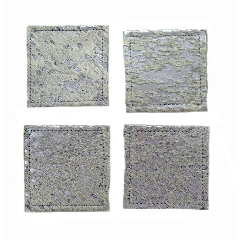 Leather Square 4 Piece Coaster Set