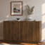 Buffet moderne cannelé avec tablettes réglables et poignées en métal-1648121262
