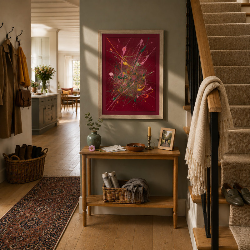 Fractured Energy Abstract - Framed Print, Oak, A3 - 42.0 x 29.7 cm