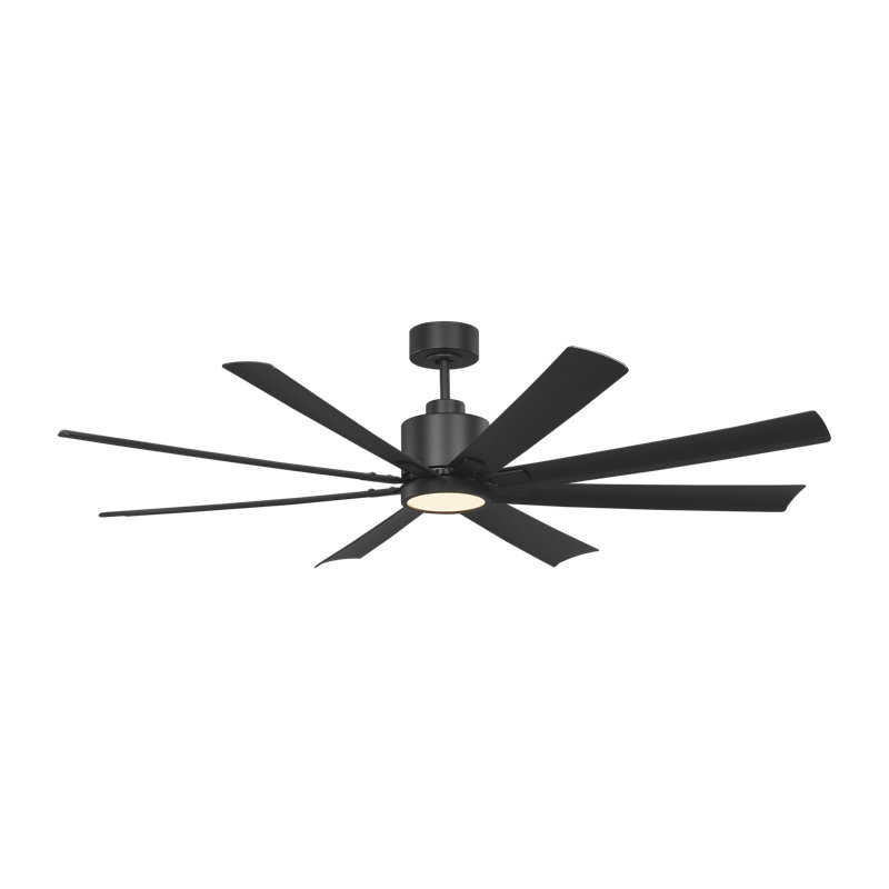 Generation Lighting Fan Terrazas Indoor Ceiling Fan with Threaded Downrod, Midnight Black ABS blades and Handheld Remote