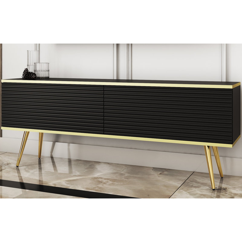 Gerken Unfinished TV Stand for TVs up to 60", Black/Gold
