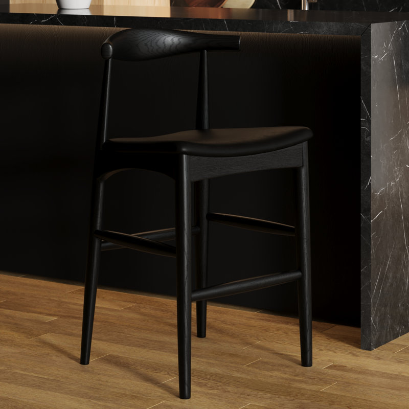 Ardo Vegan Leather Bar & Counter Stool, Bar Stool (28.50" Seat Height), Black