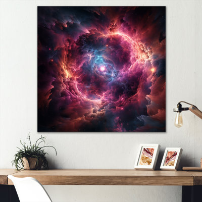 Pink Galaxy Nebula Odyssey I - Galaxies Metal Wall Art