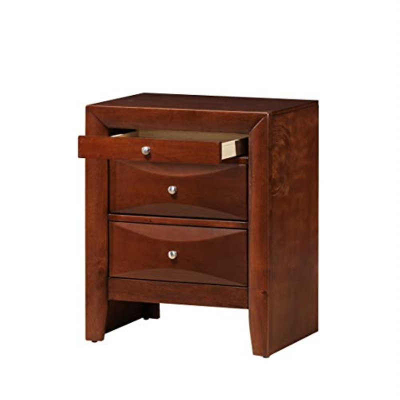 Marilla 3 Drawer Wood Nightstand, Cherry