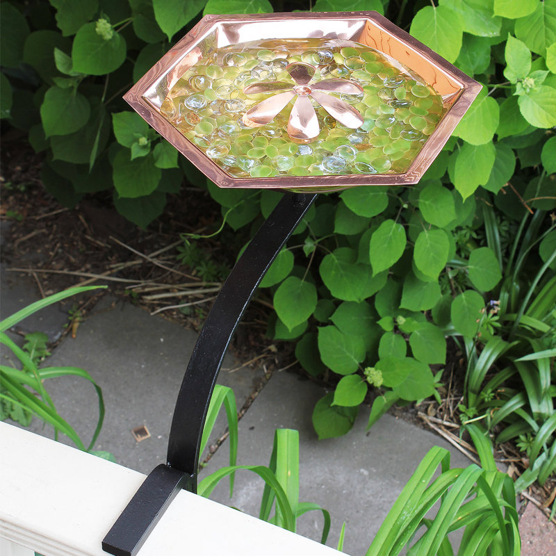 Hexagonal Copper Bee Fountain & Birdbath with Rail Mount
