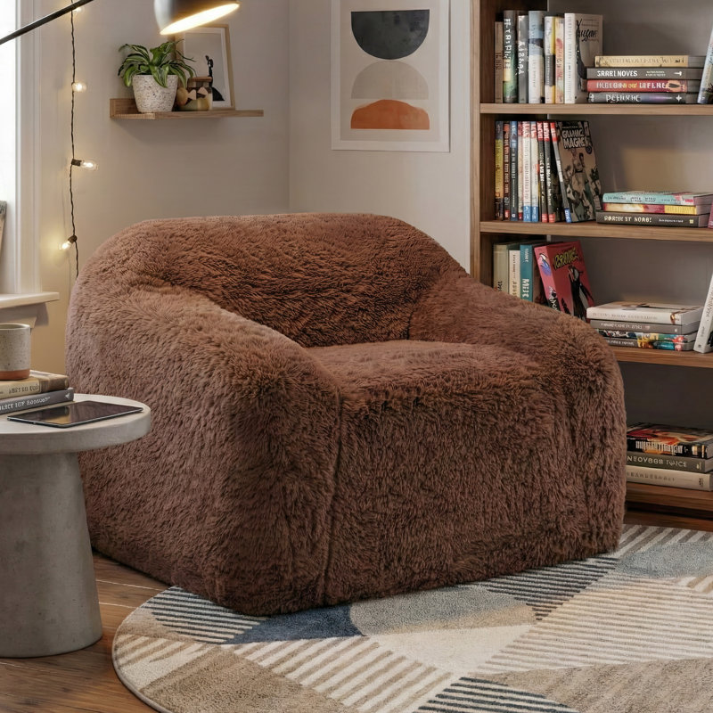 Minnie 41.7"W Low Back Upholstered Accent Chair, Reddish Brown