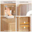 Meuble-lavabo cannelé avec grand miroir et lumières-409655481