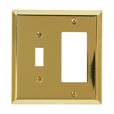 Amerelle Century Polished Brass 2 gang Stamped Steel Decorator/Toggle Wall Plate 1 pk